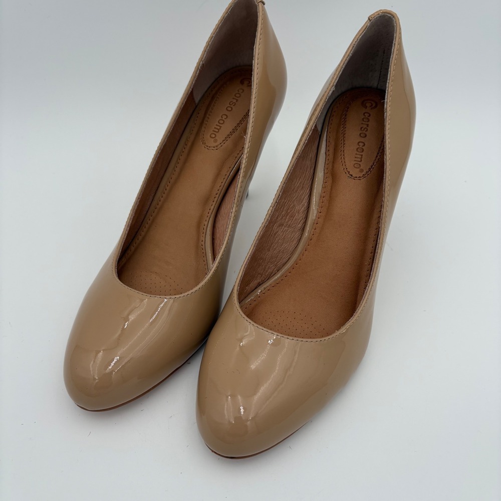 Corso Como Women's Patent Leather Pumps Tan Beige High Heel Shoes Size‎ 9.5M